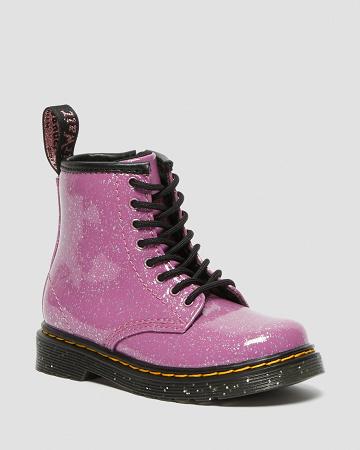 Kids' Dr Martens Toddler 1460 Glitter Lace Up Boots Pink | AU 692VRW